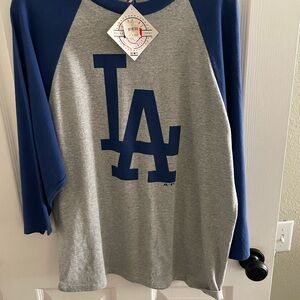 Blue and Gray LA Logo Raglan Shirt